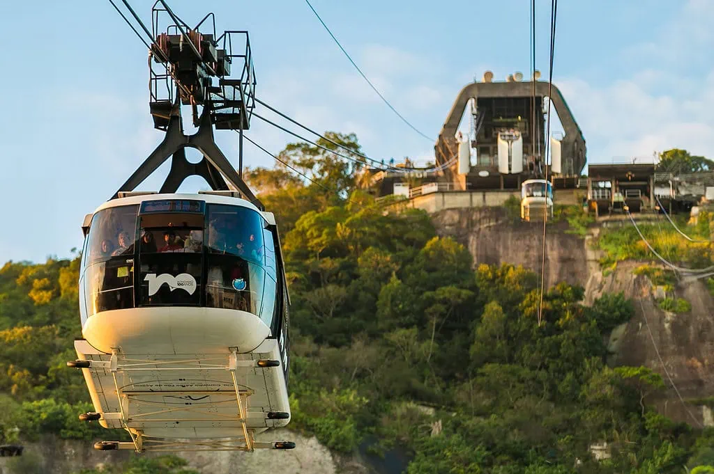 Transporte aéreo y teleférico en ciudad con vista panorámica, innovación en soluciones de movilidad, tecnología avanzada, sostenibilidad y eficiencia para optimizar el transporte urbano y turístico en Soluciones AIT.