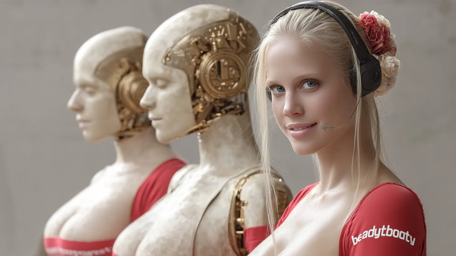 Humano con prótesis y robots en exposición, inteligencia artificial, tecnología avanzada, innovación en robótica, soluciones AI T, automatización y desarrollo tecnológico en México.